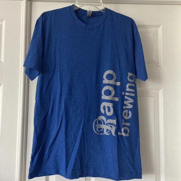 Rapp Brewing Mens T Shirt Sz L Craft Beer Tampa Bay Florida Blue Award Logo Fun - Picture 1 of 9